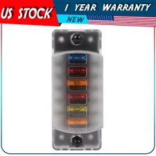 ?Automotive Blade Fuse Box 6 Way Holder Block With Negative For Boat Car Marine