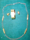 VTG. PRETTY GOLDTONE STRIPED-RECTANGULAR LINK/CHAIN NECKLACE/BRACELET/EARRINGS — photo 5