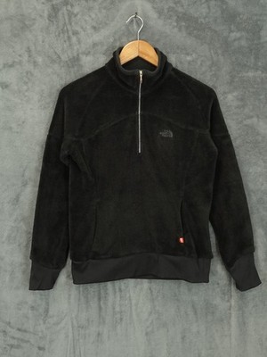 North Face Fleecejacke Damen großer schwarzer Flor 1/2 Reißverschlusstaschen Outdoor Wandern