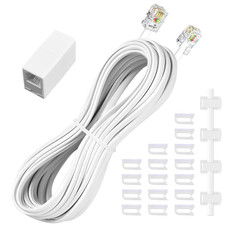 Phone Extension Cord 25 Ft, Telephone Cable with Standard RJ11 Plug and 1 In-Lin