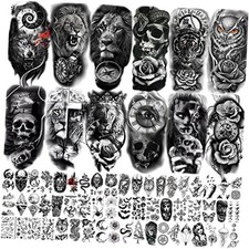 68 Sheets Large Half Arm Sleeve Temporary Tattoos For Men Women Animal,Tiger