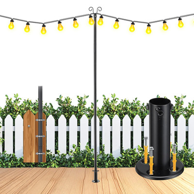Euijoip 10 Ft String Light Poles Heavy Duty 1 Pack - Outdoor Patio Deck Light