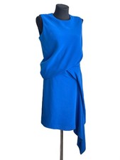 Alexander McQueen Royal Blue Asymmetric Draped Midi Dress, Size I 40