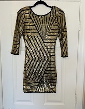 Windsor Gold Sequin Geometric Bodycon Women’s Dress