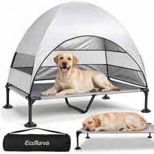 Elevated Dog Bed with Canopy - 3-Sided UV Protection Pet Tent with Wider Shad...