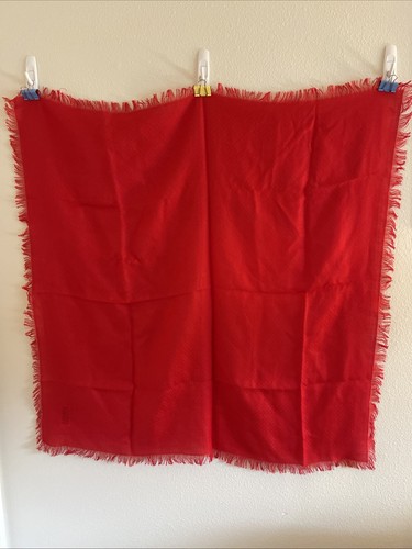 Vtg Vera Neumann Solid Red Woven Square Fringe Scarf 31x31” Made In Japan