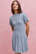 SO ME Wide Rib Short Sleeves Sweater Knit Mini Dress