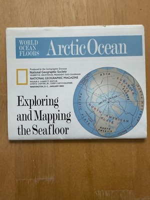 Vintage 1990 National Geographic World Ocean Floors Arctic Atlantic Fold Map
