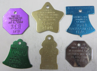 Vtg 70's Lot Dog Tag License Tax Registration MILITARY BASES TEXAS Tokens