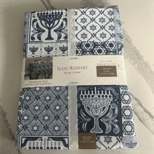 ISAAC MIZRAHI New York Blue/White Menorah Hanukkah Oblong Table Cloth 60X 104