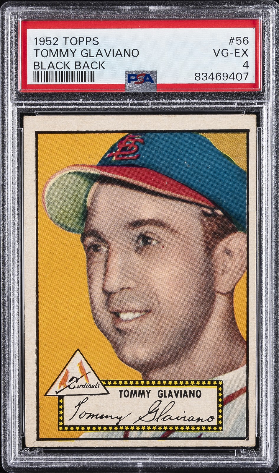1952 TOPPS BLACK BACK #56 TOMMY GLAVIANO PSA 4