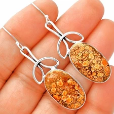 Natural Poppy Jasper 925 Sterling Silver Earrings Jewelry E-1197