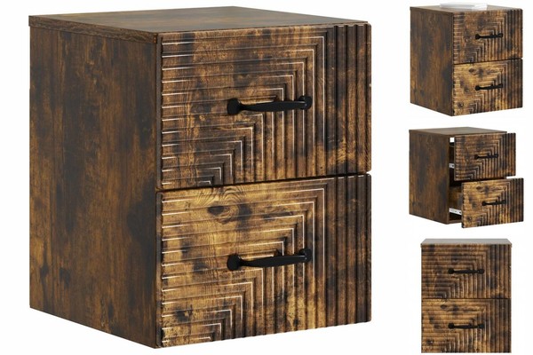 Nachttisch HäNgend Nachtschrank Nachtkommode GeräUcherte Eiche 34,5X33X40 Cm-image