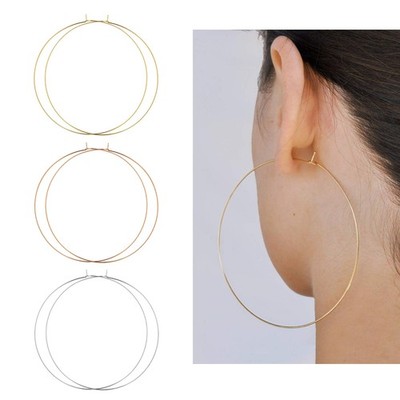 1mm Thin Extra Large Hoop Earrings for Women，3 Pairs Set 90mm Huge Hoops 18k Gol