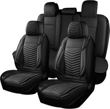 Nappa Leather Car Seat Covers Full Set Waterproof Car Seat Cushion Black
