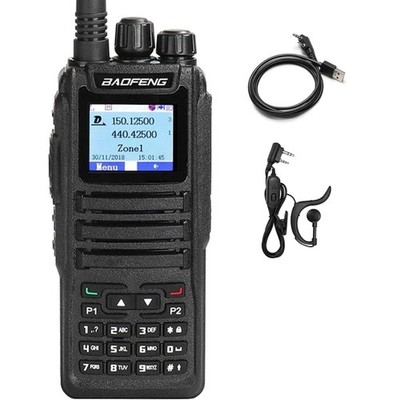 UHF VHF DMR Two Way Radio 3000 Channels 1.77'' Color Display Dual Time Slot