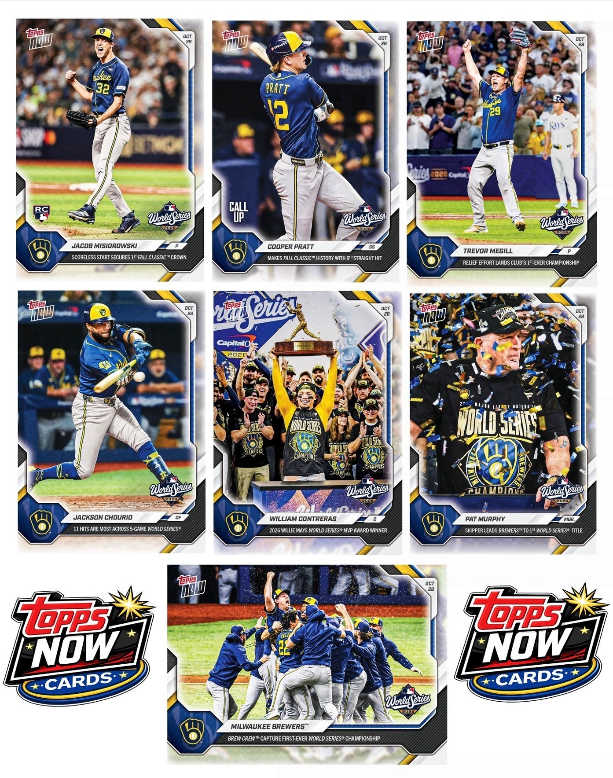 2026 Topps Now MLB #827-833 Milwaukee Brewers Game 5 - 7 Card Set - PRESALE