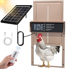 Solar Automatic Chicken Coop Door w/Timer Light Sensor Anti-Pinch Remote Control