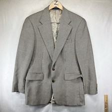 VTG Polo University Club Ralph Lauren Men  s 39 Silk Wool Houndstooth Tan Blazer
