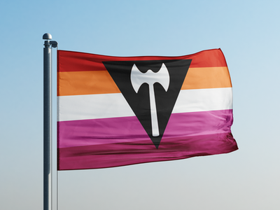 AZ FLAG Bandiera Orgoglio Lesbico Labrys 150x90cm | Movimento Lesbico E Femminista - Poliestere 100D Con Occhielli
