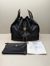 Chanel 25bag Medium Caviar Leather Black Top Handle Handbag Gold Hardware
