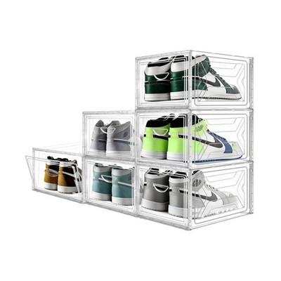 Kingsuslay 6er Pack Klar Schuh Aufbewahrung Organizer, XL 40 x 36 x 27 cm, Klar - 6p