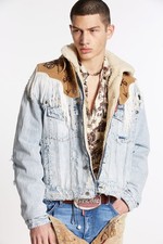 DSQUARED2 GIACCA UOMO DENIM LEGGERO CON FRANGE PREZZO AL DETTAGLIO CONSIGLIATO $1250