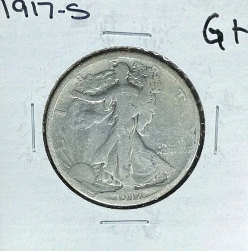 1917-S WALKING LIBERTY SILVER HALF DOLLAR ~ GOOD +  ~NICE COIN ~90% SILVER