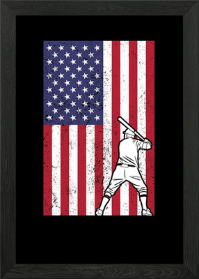 Baseball amerikanische Flagge USA gerahmtes Wandbild Poster Leinwanddruck Bild