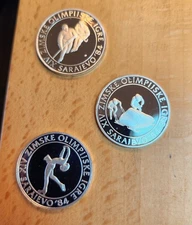 Lot of 3 1983 Yugoslavia 100 Dinara .925 Silver Coin Sarajevo Olympic 1984 Proof