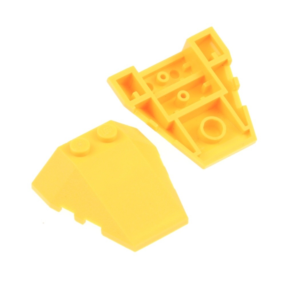 2X Lego Roof Brick 4X4X1 Yellow Wedge Sloped With Notches 4520562 48933