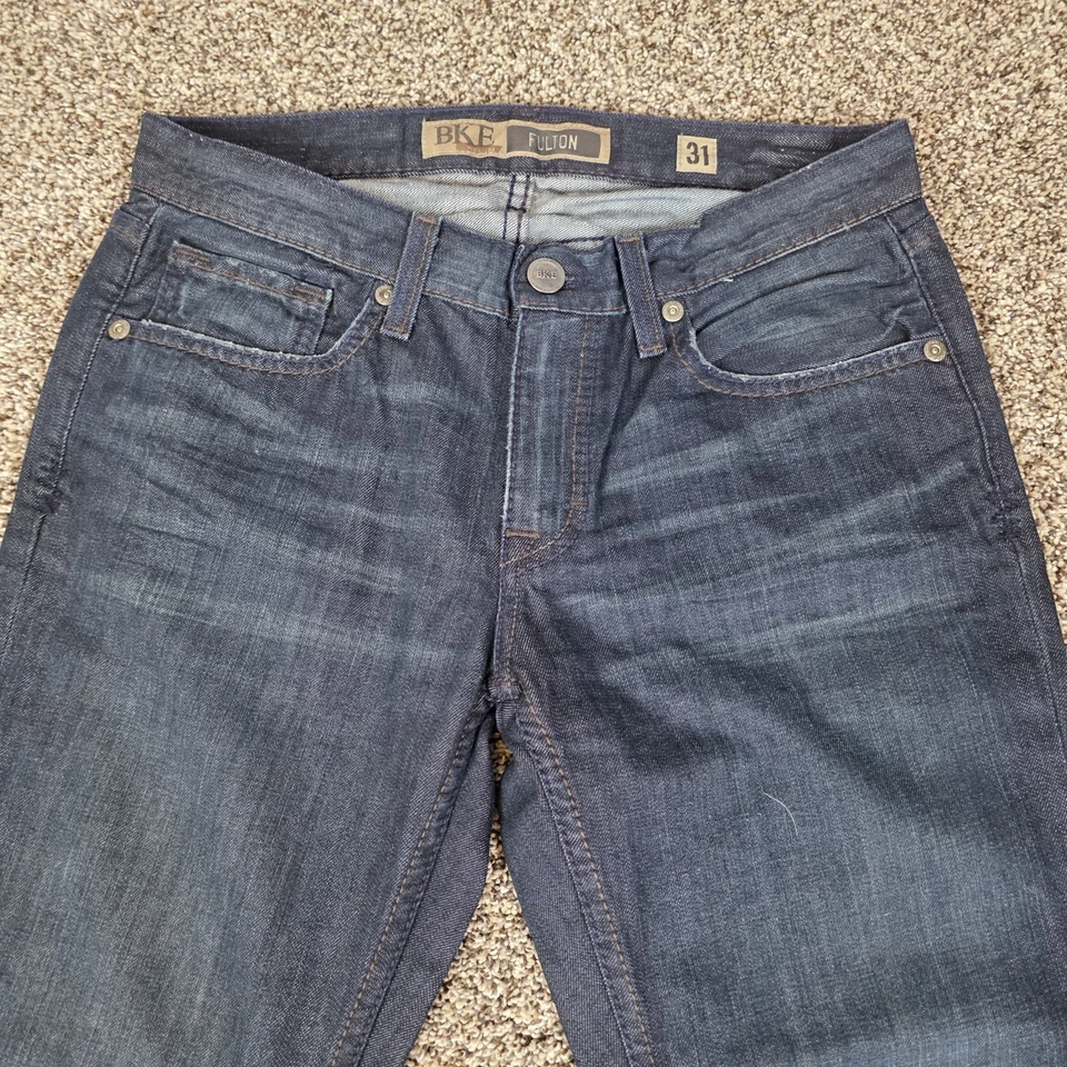 BKE Fulton Bootcut Jeans Men 31x30 Dark Denim Grunge Metal Whisker - Image 3 of 4