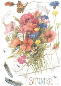 Vintage 1997 Hallmark MARJOLEIN BASTIN SUMMER FLOWER BOUQUET Greeting Note Card