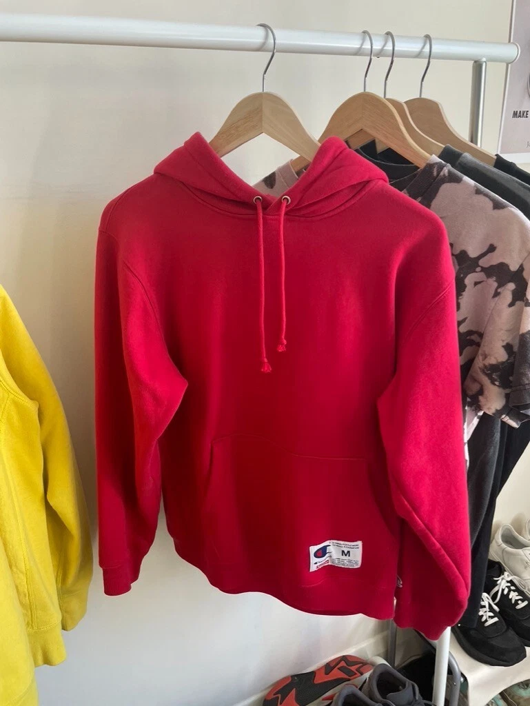 supreme x champion hoodie red