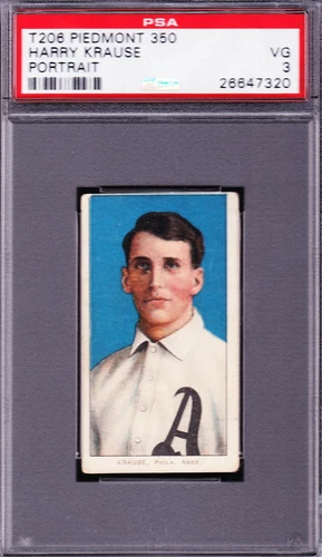 PSA 3 T206 Harry Krause Portrait,  Philadelphia   Piedmont 350