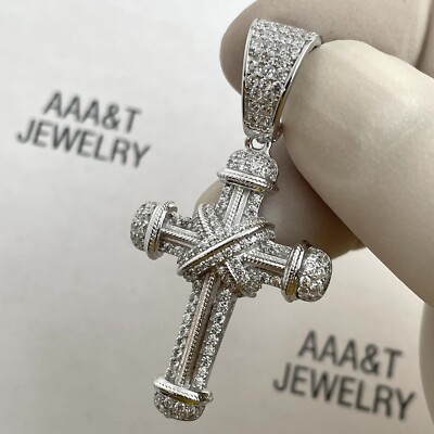 925 Solid Sterling Silver Cubic Zirconia Cross Pendant | eBay