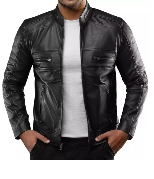 Men's Real Leather Biker Jacket – Sheepskin Style-image