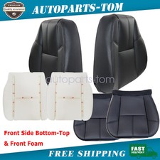 Black Front Leather Seat Cover Foam For 07-14 Chevy Silverado 1500 2500 3500hd
