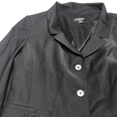 Ann Taylor Blazer Jacket Womens Size Black Button Virgil Wool - Main Image