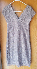very pretty Scarlett lace and sequin tiered beige party dress size 12 EUC