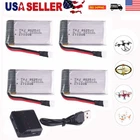 4pcs 3.7V Lipo Battery 650mAh W/ USB Charger & Cable For RC Drone Airplane Toys