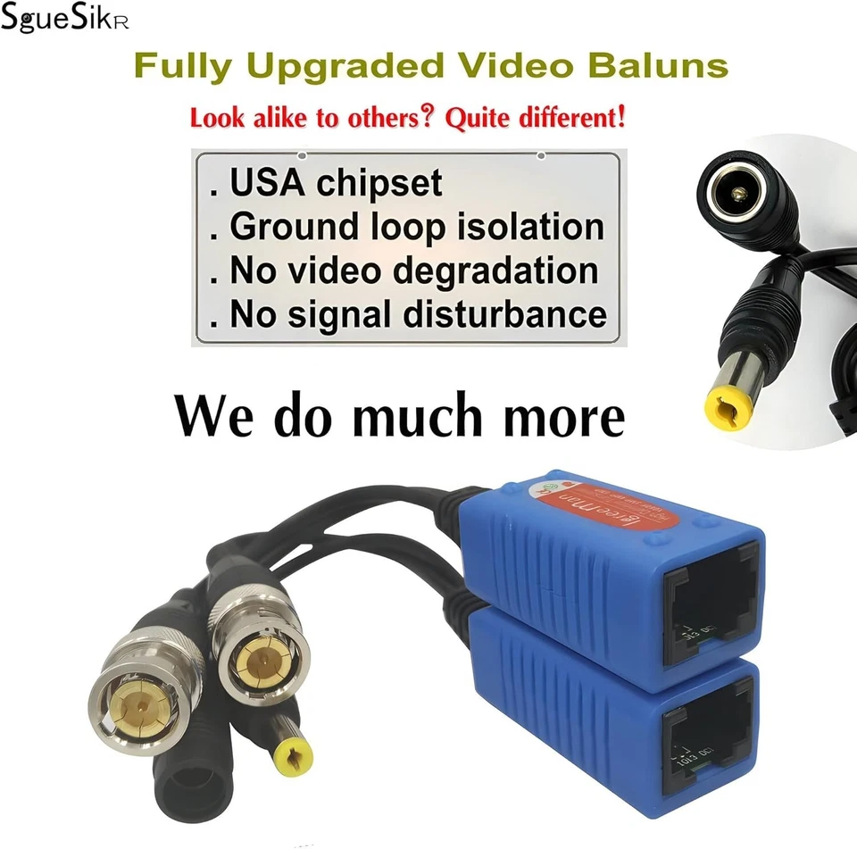 Adaptador BNC para RJ45 Premium - Balun de vídeo passivo 400 pés para câmeras analógicas - Imagem 4 de 4