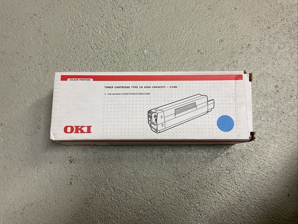 Original Oki Type C6 Toner 42127407 Cyan Hc C5100 C5200 C5300 C5400 Ovp A-image