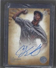 C.J. CARL EDWARDS JR. 2015 BOWMAN INCEPTION GOLD CUBS ON CARD AUTO #D 27/50