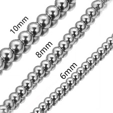 6/8/10mm Men's Silver Stainless Steel Bead Ball Chain Bracelet 7inch-11iinch