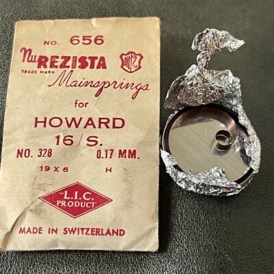 Vintage Howard 16s pocket watch Mainspring 16 size blued steel Swiss old part