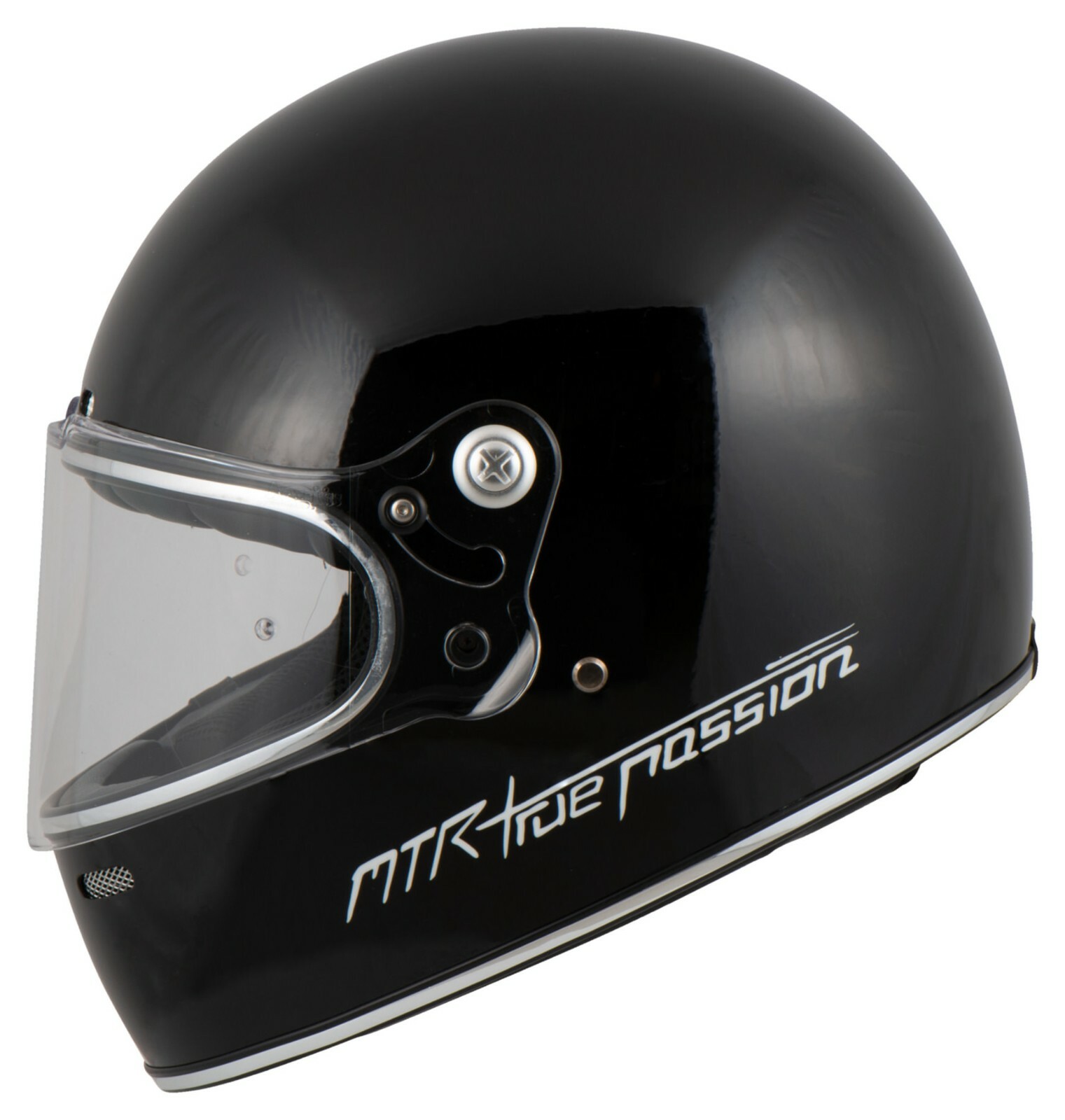 Casco Vintage Retrò Moto MTR Motocross Integrale Nero con Visiera Apribile Omolo