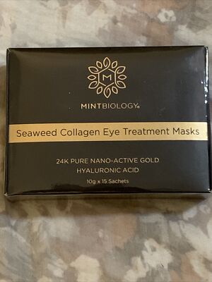 Mintbiology Seaweed Collagen Eye Treatment 24k Gold Masks Sealed 10g (15 pk) New