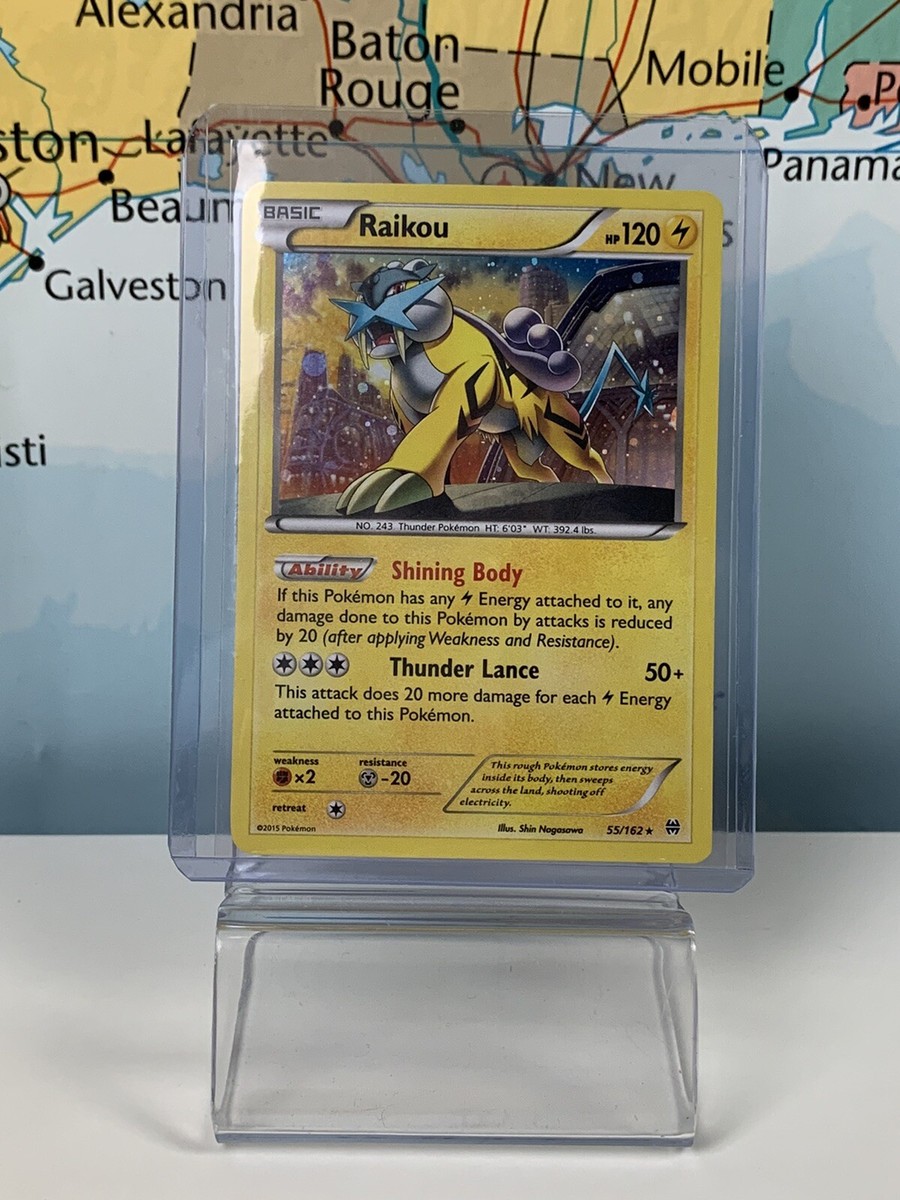 SHIPS SAME DAY Pokemon Card NM Raikou 55/162 XY Holo Lightning Type Rare  2015