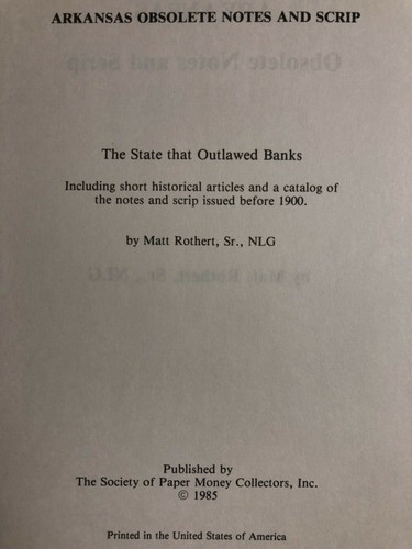 Note e script obsoleti illustrati Arkansas nuovo libro di Matt Rothert Sr SPMC - Foto 3 di 12